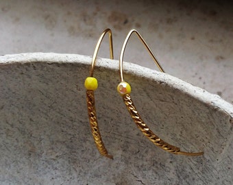 Half Hoop Gold Earrings, 14K Gold, Sterling Silver Hoops, Jade, Tarnish-Free Earrings, Elegant and Timeless, Gift for Her, Boho Chic