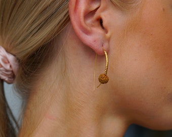 Delicate hoop earrings in 14k gold, sterling silver, natural lava, mocha, open hoops, fine, golden half-circle earrings, minimal, boho, delicate hoop earrings