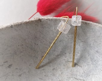 Elegant drop earrings, 14k gold, sterling silver, crystals, minimalist hoops, open creoles, timeless and delicate, a gift for her