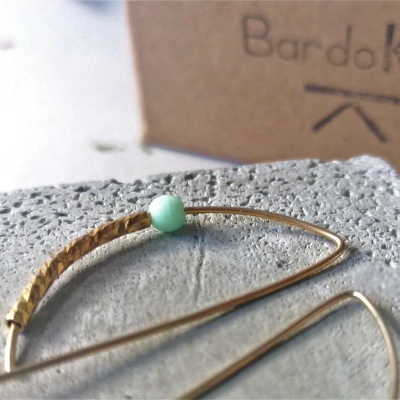 P-shape open hoop open hoop earrings Hoop earrings 925 silver plated with gemstone jade turquoise OIK minimal chic earrings half hoop earrings