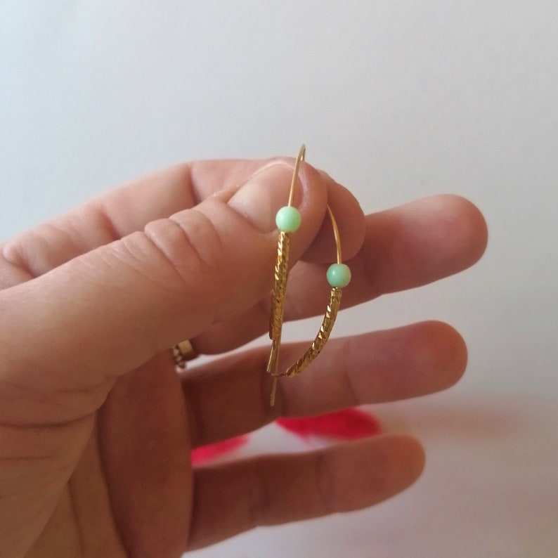 P-shape open hoop open hoop earrings Hoop earrings 925 silver plated with gemstone jade turquoise OIK minimal chic earrings half hoop earrings