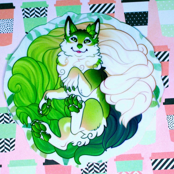 Matcha Kitsune Sticker