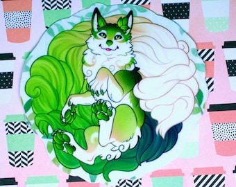 Matcha Kitsune Sticker