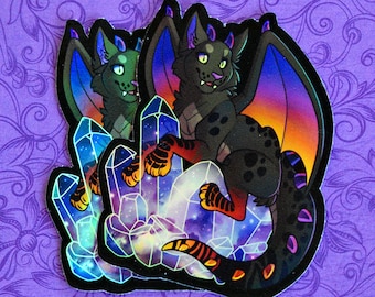 Holographic Dragon-Kitty Sticker