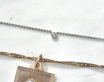 14k Diamond Bezel Dainty Necklace