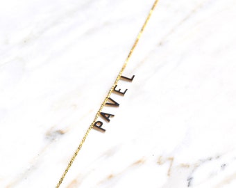 Drop Initial NAME Necklace | Solid 14k Yellow + White Gold