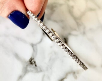 Sample 0.5ct Diamond Bracelet 14k White Gold Diamond Cut Flexible Design Cuff Bangle