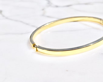 14k Yellow Gold Cuff Bangle Bracelet Small 4mm  Free Laser Engraving