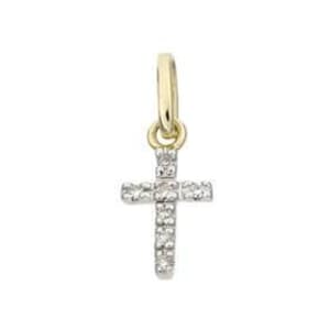 14k Gold Diamond Cross 10mm 15mm