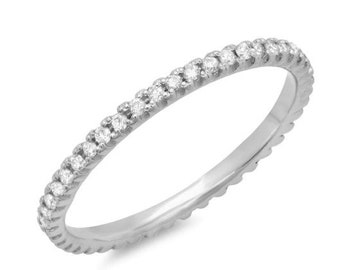 14k White, Yellow, Rose Gold Diamond Eternity Approx. 1mm width