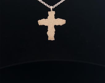 Original Design LAAVEL Textured Cross 14k White Gold