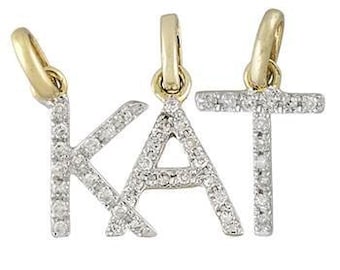 Pave Diamond Initial Pendant | 14k Solid Rose/Yellow/White Gold