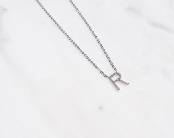 Sample R Delicate Pave Diamond Necklace | 14k Solid Yellow Gold