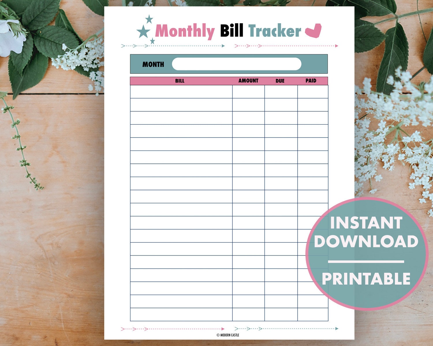 Monthly Bill Tracker Printable Log, Finance Printable, Bill Organizer ...