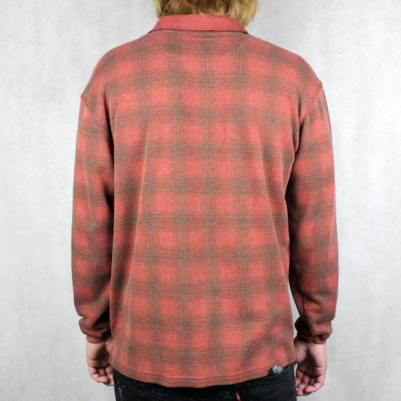 Vintage 90s Plaid Henley Shirt 