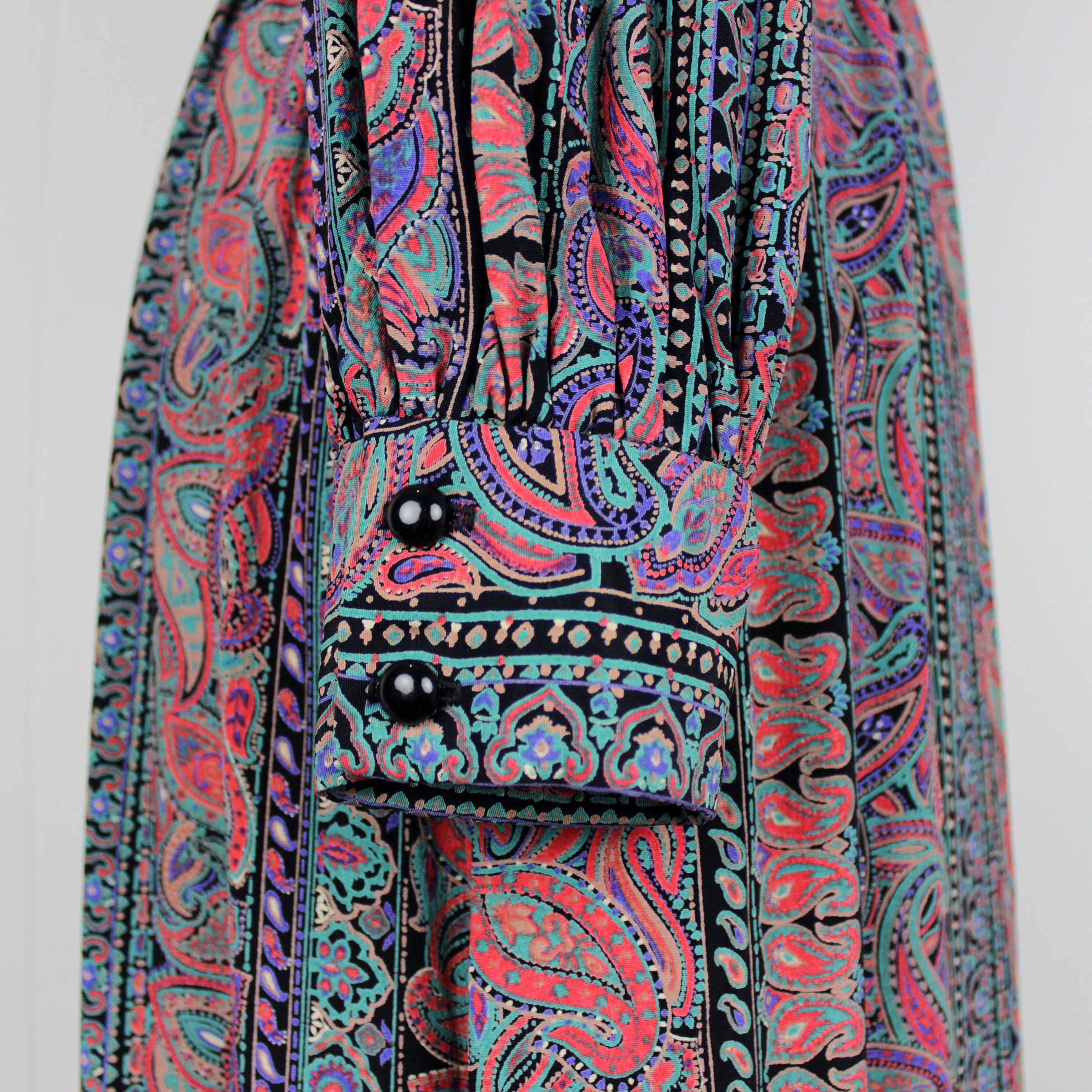 Vintage 70s / 80s Paisley Blouson Midi Dress With Pockets /// - Etsy