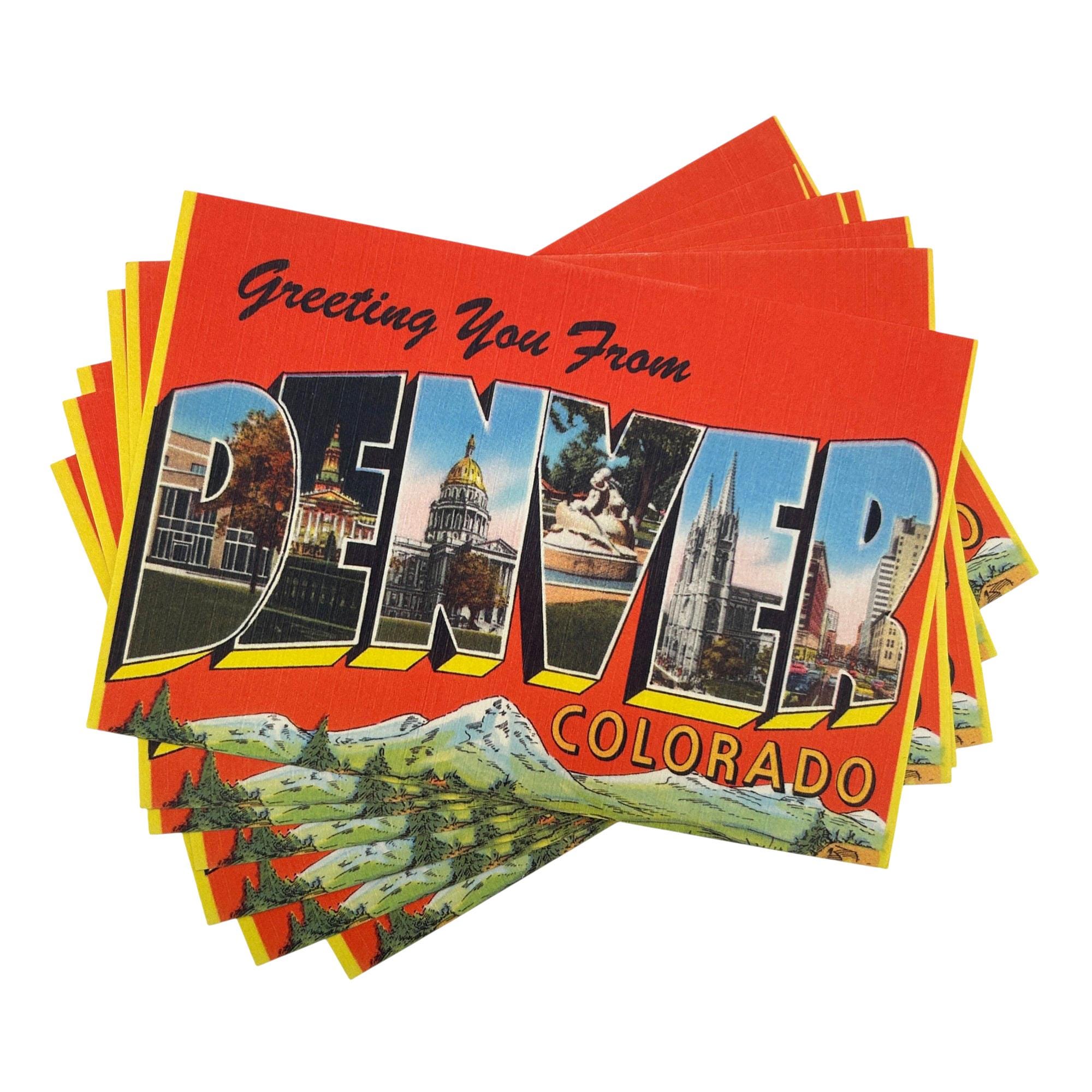 Vintage Style Denver Postcard (New) - Choose Your Quantity | Retro 4x6" Greetings from Colorado Souvenir Cards, Invitations, Gifts