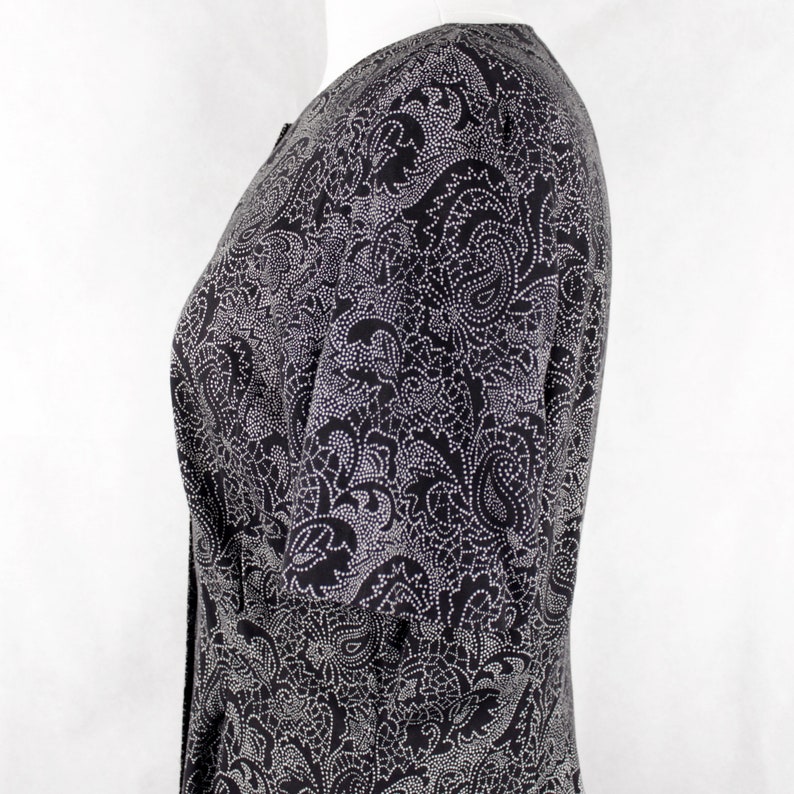 Vintage 90s Norton McNaughton Dotted Paisley Maxi Dress Retro 1990s Petite Navy Blue Polka Dot House Dress