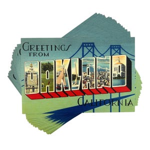 Oakland Postkarten im Vintage Stil (Neu) - 1, 3 oder 5er Postkarten | "Retro 4x6 ""Greetings from California Souvenir Reproduktion Karten, Einladungen."