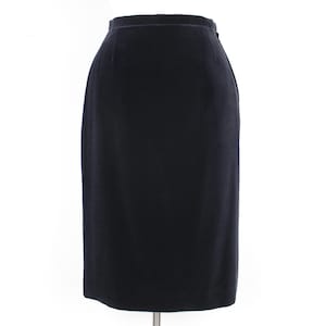 Vintage Martinique London Mod Velvet Pencil Skirt // Retro High Waist Black Minimalist Midi Skirt, Knee Length Skirt