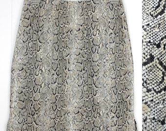 Vintage 90s Snakeskin Print Mini Skirt Sz Small • Y2K Animal Print High Waist Tube Skirt • Petite Sophisticate Minimalist Neutral Clubwear