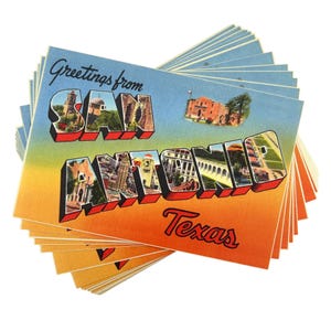 Vintage Style San Antonio Postkarten (Neu) - 1, 3 oder 5er-Pack | "Retro 4x6 ""Greetings from Texas Souvenir Reproduktion Karten, Einladungen."