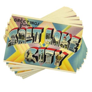 Cartões-postais de Salt Lake City em estilo vintage (novos) - Pacote com 1, 3 ou 5 unidades | Cartões de lembrança e convites retrô de 10x15 cm com saudações de Utah