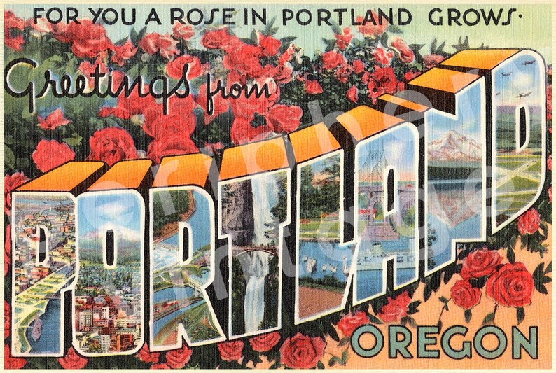 Retro Portland-vykort • Stora souvenirkort från Oregon, Spara datumet, Festgåvor i stora mängder bild 3