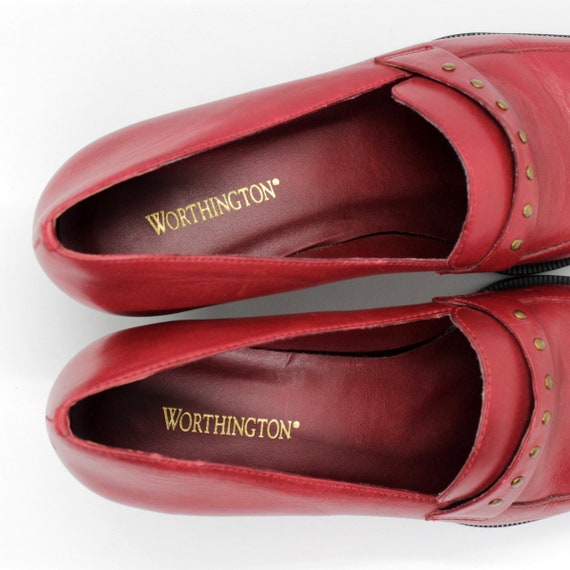 Vintage 80s Worthington Studded Leather Loafers -… - image 9