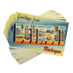 Detroit Postkarten im Vintage Stil (Neu) - 1, 3 oder 5er Pack | "Retro 4x6 ""Greetings from Micheal Reproduktion Souvenir Karten, Einladungen, Geschenke