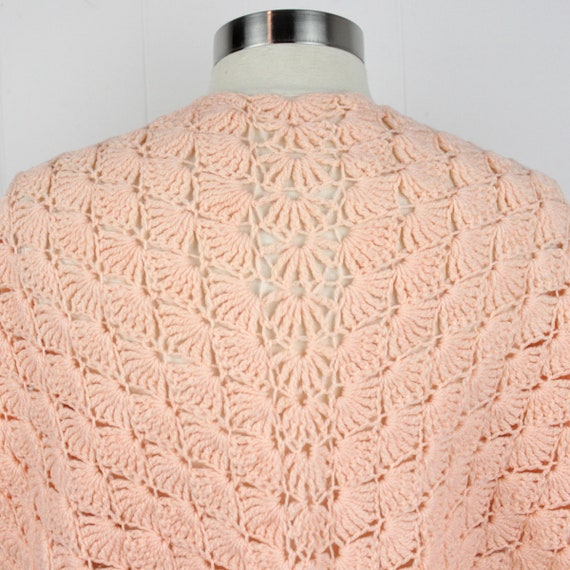 Vintage 70s Handmade Shawl  ///  Retro 1970s Pink… - image 7