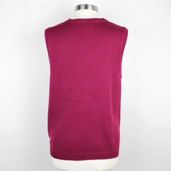 Vintage 90s Maroon Sweater Vest with Pockets  ///… - image 3