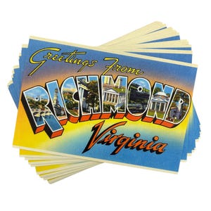 Cartões-postais de Richmond em estilo vintage (novos) - Pacote com 1, 3 ou 5 unidades | Cartões de lembrança e convites retrô de 10x15 cm com saudações da Virgínia