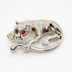 Vintage 2" Jungle Cat Brooch Pin - Choose Your Quantity // Retro Deadstock New Silver Panther Jaguar Leopard Jewelry Gift, Party Favors