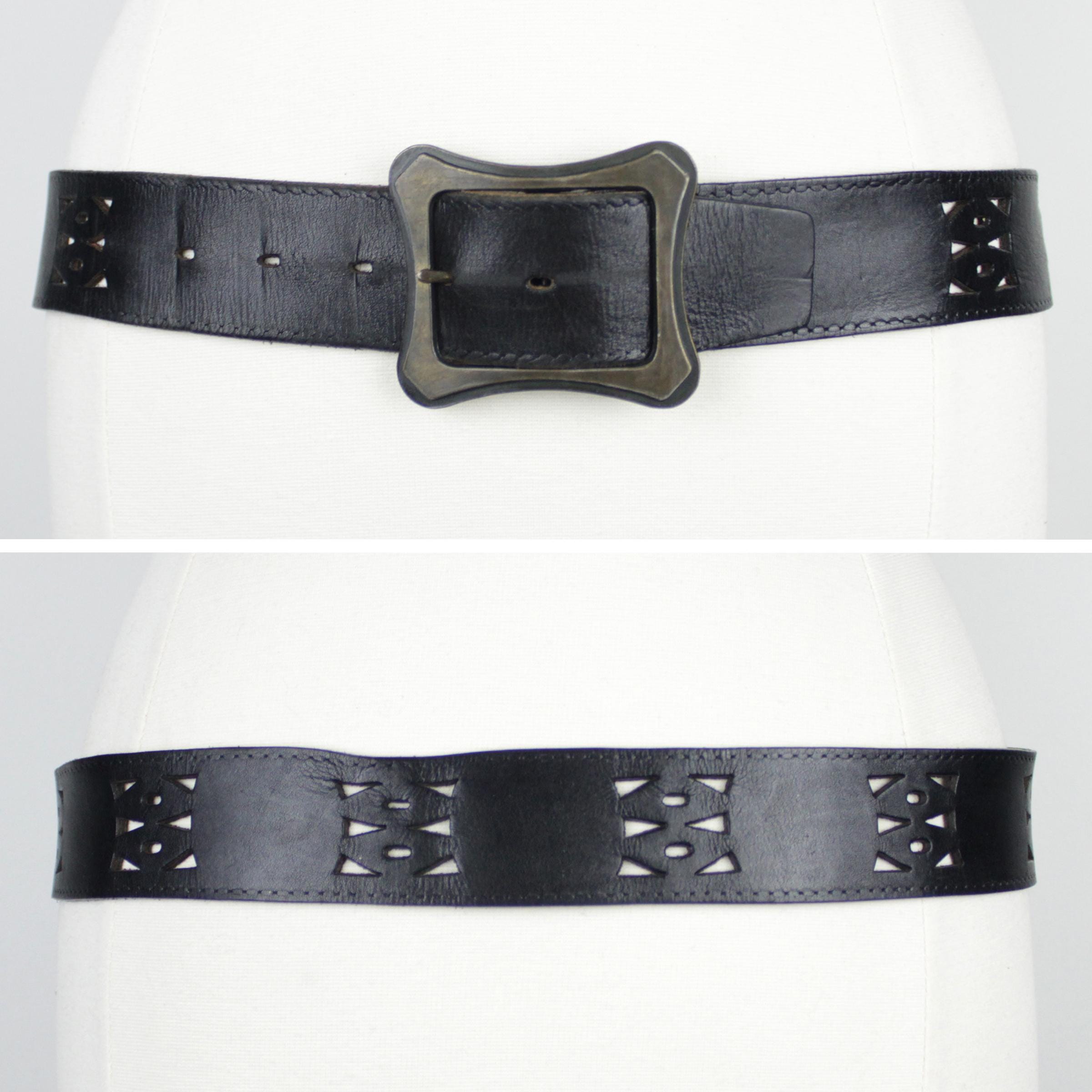 Vintage Textan Cowhide Leather Cutout Belt // Retro Unisex  display picture 2