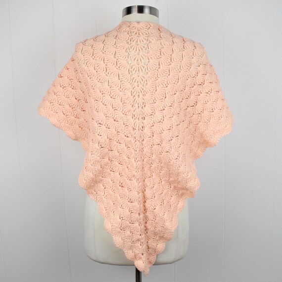 Vintage 70s Handmade Shawl  ///  Retro 1970s Pink… - image 3