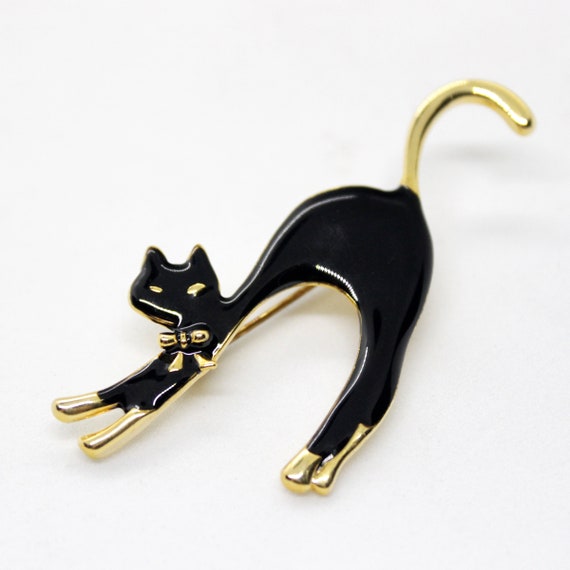 Vintage 80s Black Cat Brooch Pin -- Choose Your Q… - image 2