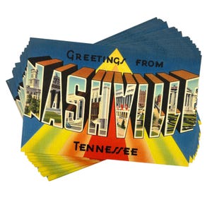 Nashville Postkarten im Vintage-Stil (Neu) - 1, 3 oder 5er-Pack | Retro 4x6 "Grüße aus Tennessee Reproduktion Souvenir Karten, Einladungen