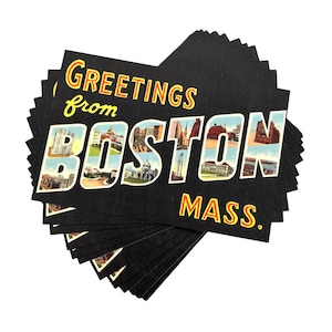 Postales vintage de Boston (nuevas) - Paquete de 1, 3 o 5 / Reproducciones retro de 4x6" de saludos de Massachusetts, tarjetas de recuerdo e invitaciones