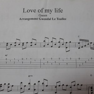 Love of my life - Arrangement für eine klassische Gitarre