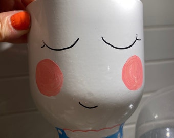 Cute Hand Painted Face Pot