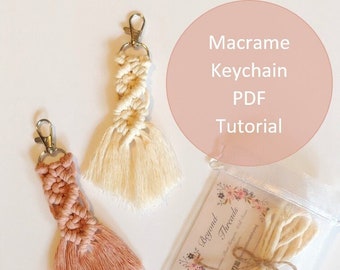 Macrame keychain Pattern. Macrame keychain PDF Tutorial. Macrame tutorial for beginners. Digital download.