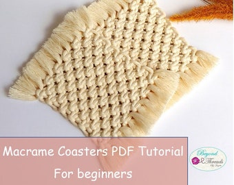 Macrame Coasters Pattern. Macrame coasters PDF Tutorial. Macrame tutorial for beginners. Digital download.