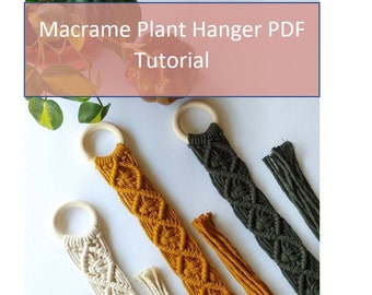 Macrame Plant Hanger Pattern. Macrame plant hanger PDF Tutorial. Macrame tutorial for beginners. Digital download.