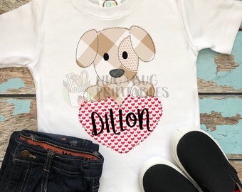 Pup Heart Faux Applique Digital File JPG PNG