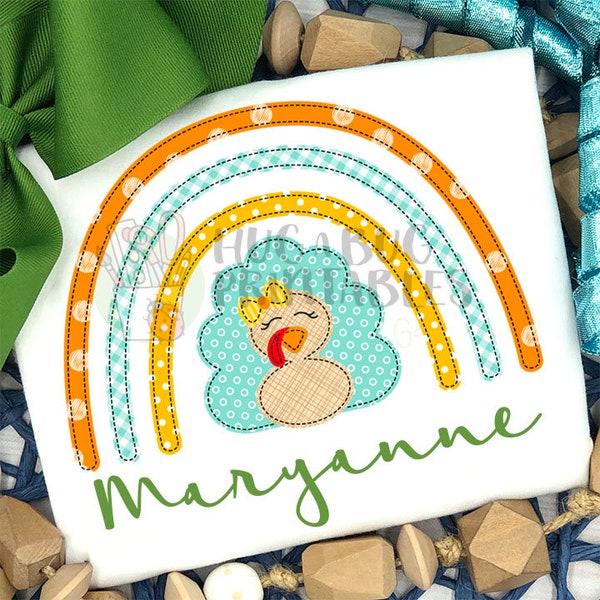 Eenvoudige Regenboog Turkije Bow Faux Applique Digitaal Bestand JPG PNG