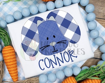 Floppy Ear Bunny Blue Faux Applique Digital File JPG PNG