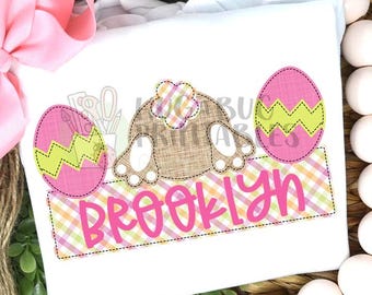 Bunny Tail Eggs Box Pink Faux Applique Digital File JPG PNG