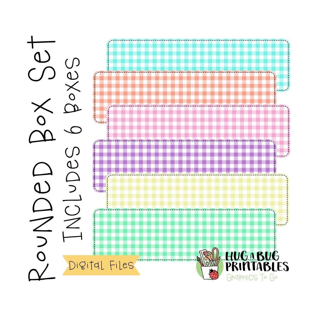 Pastel Rounded Box Rounded Box Faux Applique Set Pastel JPG PNG - Etsy