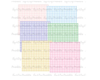 Pastel Gingham Square Faux Applique Background Clipart Artwork Transfer Sublimation Digital File